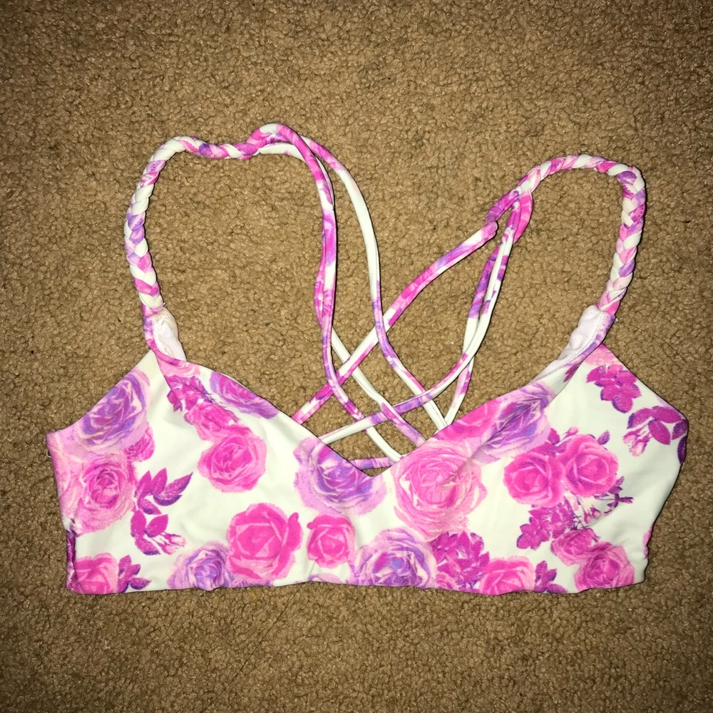 LA hearts floral bikini top